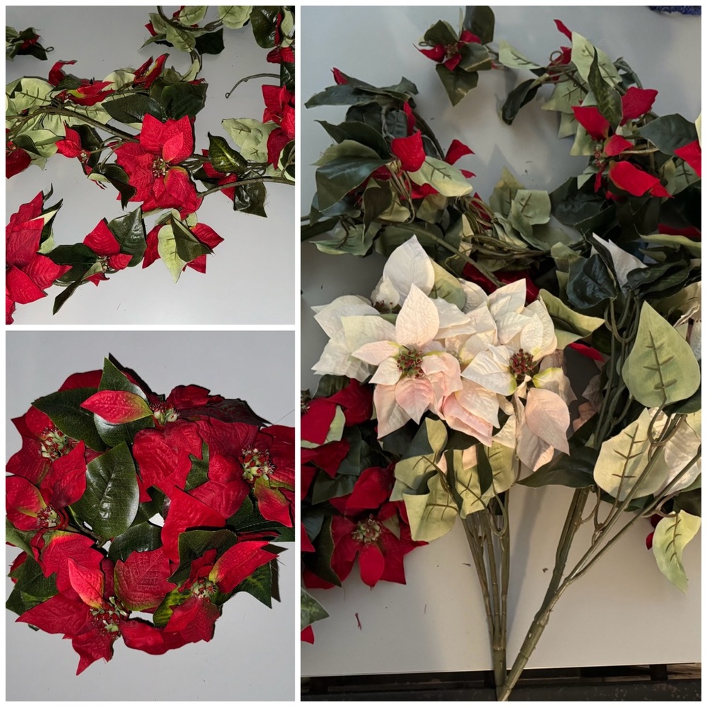 🔥5/20🔥 Lot of Poinsettia Flowers Artificial (Silk?)